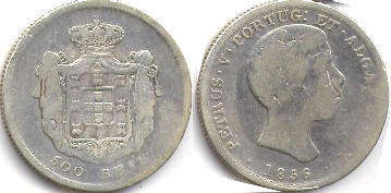 монета Португалия 500 рейс 1856