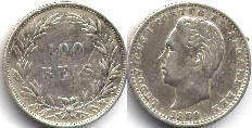 монета Португалия 100 рейс 1889