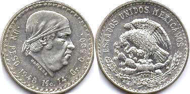 монета Мексика 1 песо 1948