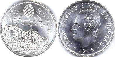 монета Испания 2000 песет 1995