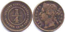 монета Стрэйтс Сеттлментс 1/4 цента 1884