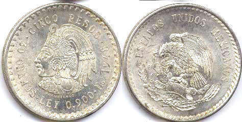 монета Мексика 5 песо 1948