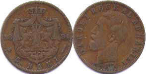 монета Румыния 5 бани 1884
