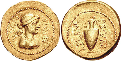 ионета Рим Юлий Цезарь ауреус 45 до н.э.