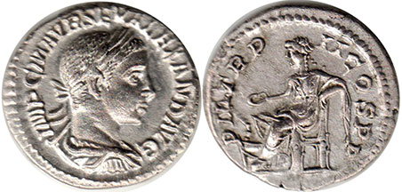 монета Рим Александр Север денарий
