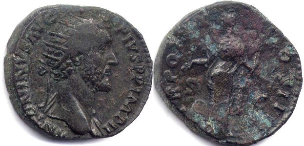 монета Рим Антонин Пий Дупондий