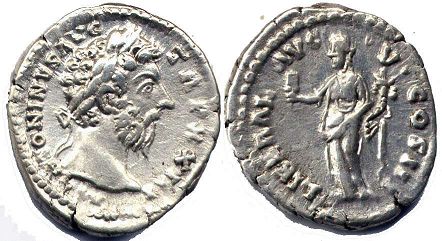 монета Рим Марк Аврелий денарий