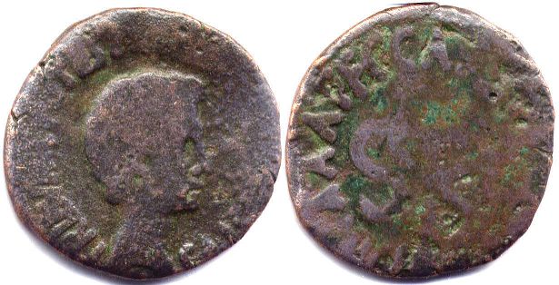 монета Рим Август асс