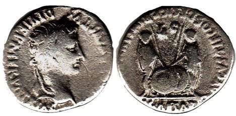 монета Рим Август денарий