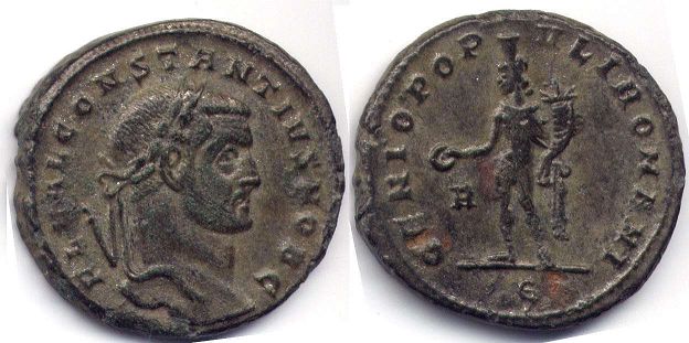 монета Рим Констанций Хлор фоллис