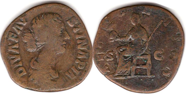монета Рим Фаустина II сестерций