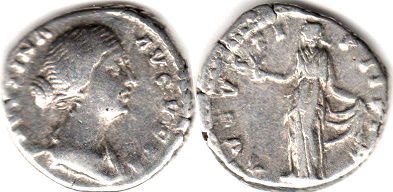 монета Рим Фаустина II денарий