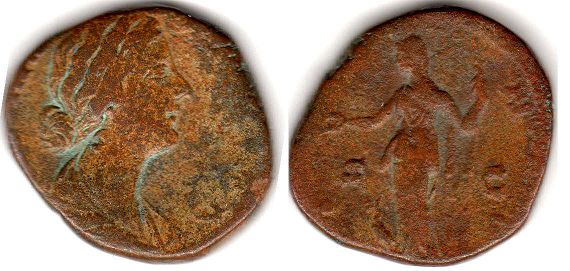 монета Рим Фаустина II асс