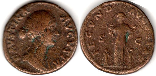 монета Рим Фаустина II асс