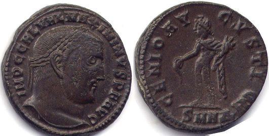монета Рим Галерий фоллис
