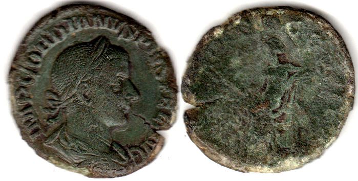 монета Рим Гордиан III Сестерций
