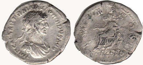 монета Рим Адриан денарий