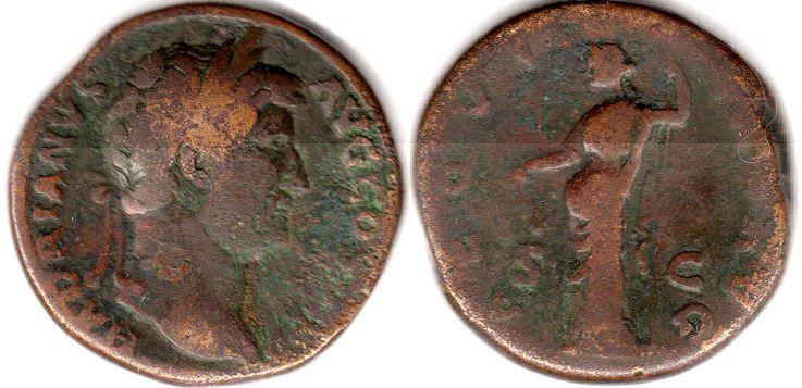 монета Рим Адриан Сестерций
