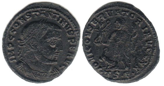 монета Рим Константин Великий фоллис