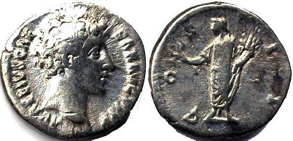 монета Рим Марк Аврелий денарий