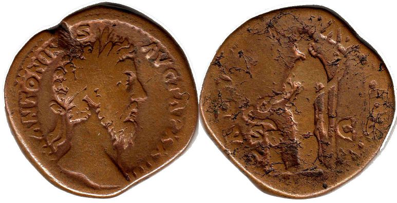 монета Рим Марк Аврелий сестерций
