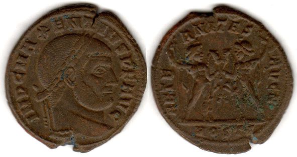 монета Рим Максенций фоллис
