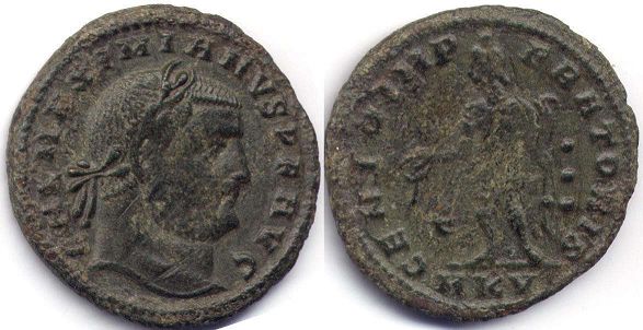 монета Рим Галерий фоллис