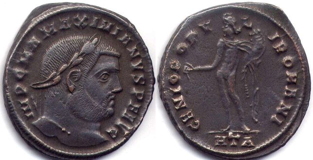монета Рим Максимиан фоллис