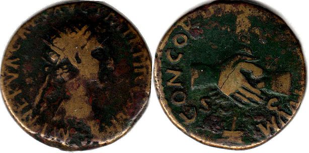 монета Рим Нерва Дупондий