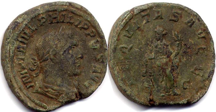 монета Рим Филипп Араб Сестерций 