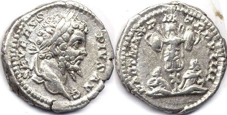 монета Рим Септимий Север денарий