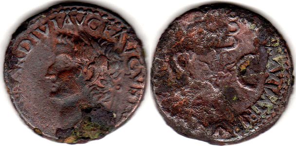монета Рим Тиберий асс