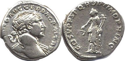 монета Рим Траян денарий