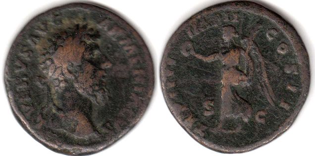 монета Рим Луций Вер асс