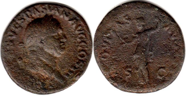 монета Рим Веспасиан ас