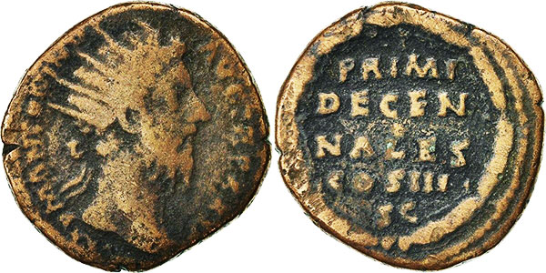 монета Рим Марк Аврелий дупондий