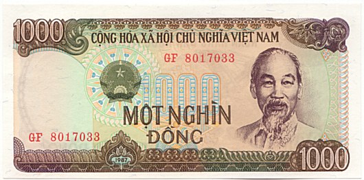 Вьетнам банкнота 1000 донгов 1987, 1000₫, лицо