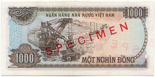 Вьетнам банкнота 1000 донгов 1987 specimen, 1000₫, оборотка