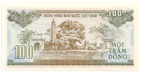 Вьетнам банкнота 100 донгов 1991, 100₫, оборотка