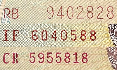 Типы серийных номеров on Вьетнам 1000 донгов 1988 banknotes