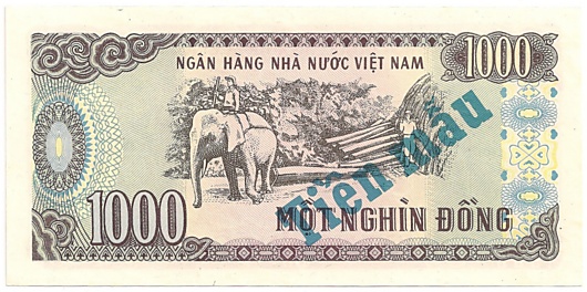 Вьетнам банкнота 1000 донгов 1988 specimen, 1000₫, оборотка