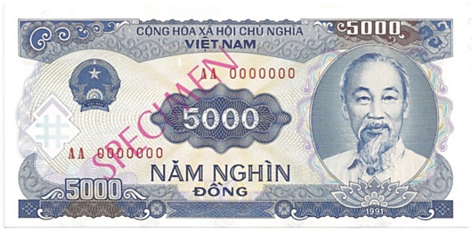 Вьетнам банкнота 5000 донгов 1991 specimen, 5000₫, лицо
