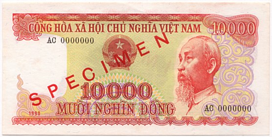 Вьетнам банкнота 10 000 донгов 1990 specimen, 10000₫, лицо