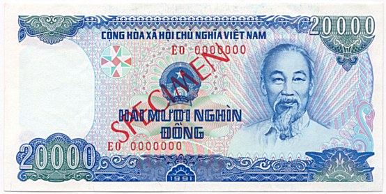 Вьетнам банкнота 20 000 донгов 1991 specimen, 20000₫, лицо
