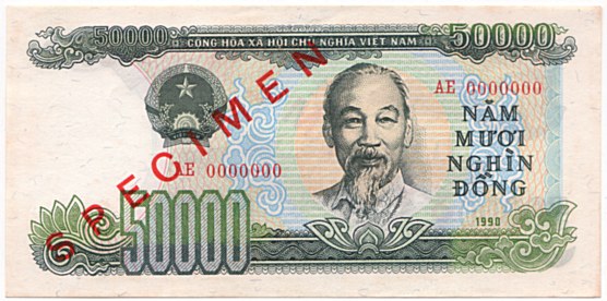 Вьетнам банкнота 50 000 донгов 1990 specimen, 50000₫, лицо