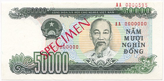 Вьетнам банкнота 50 000 донгов 1994 specimen, 50000₫, лицо