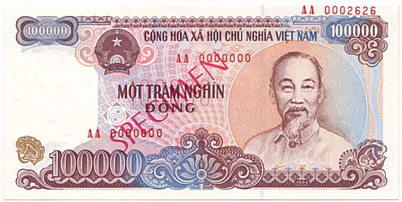 Вьетнам банкнота 100 000 донгов 1994 specimen, 100000₫, лицо