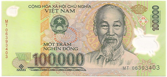 Вьетнам Полимерные 100 000 донгов 2006 банкнота ошибка, 100000₫, лицо