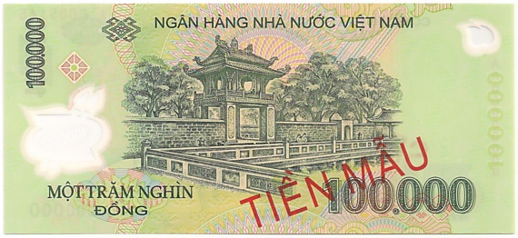 Вьетнам Полимерные 100 000 донгов банкнота specimen, 100000₫, оборотка