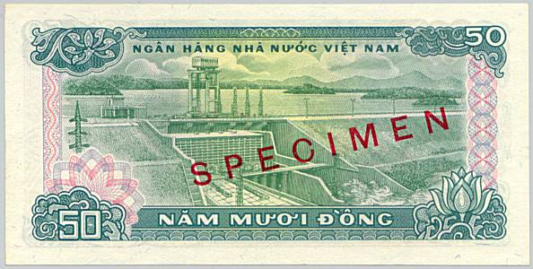 Вьетнам банкнота 50 донгов 1985 specimen, оборотка